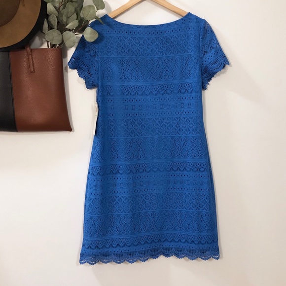 NWT London Fog Eyelet Dress blue sz 8 - Picture 5 of 8